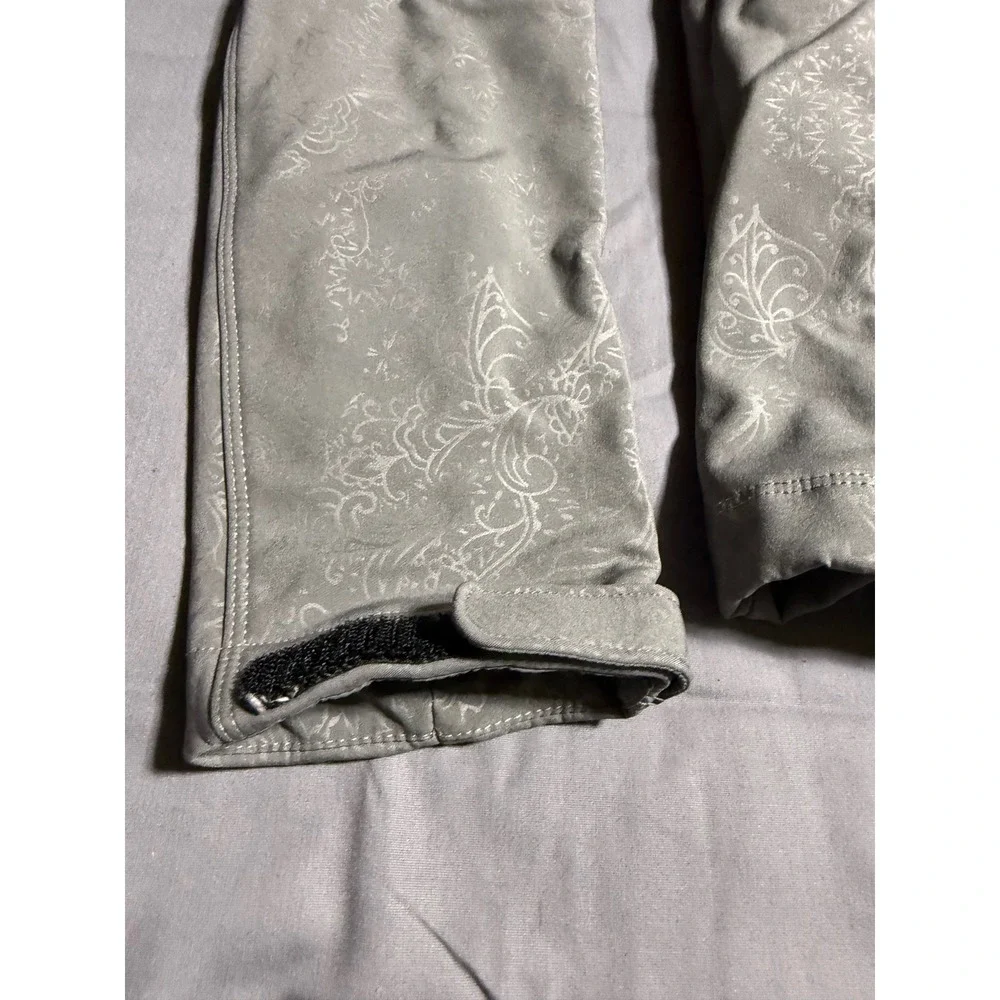 Eddie Bauer Softshell Jacket Womens Medium Grey Good Paisley Floral Full Zip